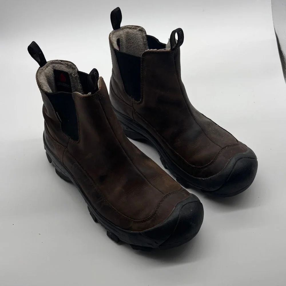 KEEN Anchorage Waterproof Insulated Leather Chelsea Boots Men 10 Brown